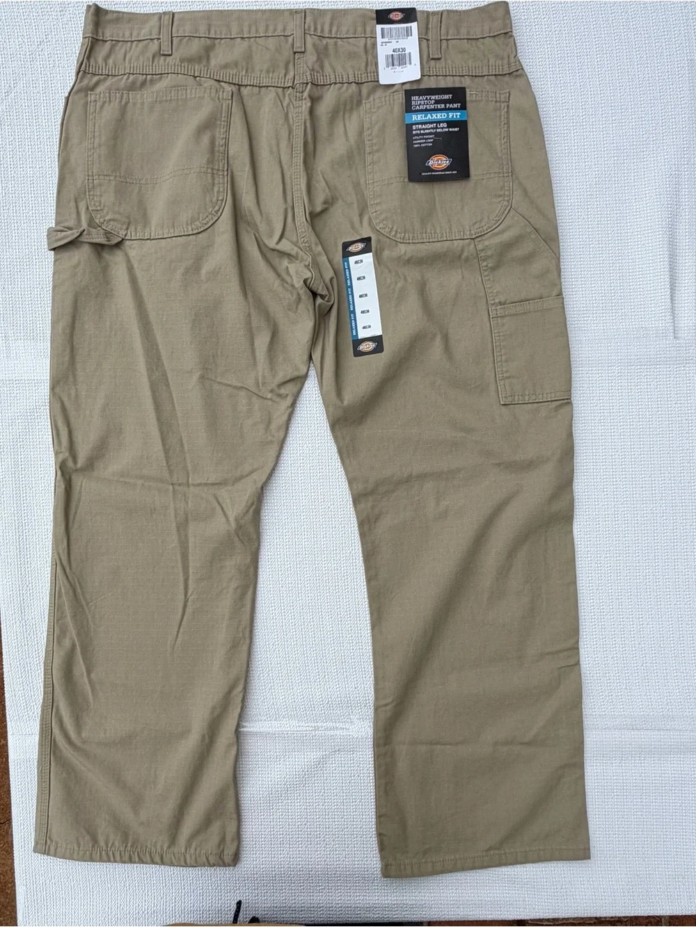 Dickies Carpenter Pants 40x30 Men Khaki Relaxed Fit Ripstop Work Utility NWT
